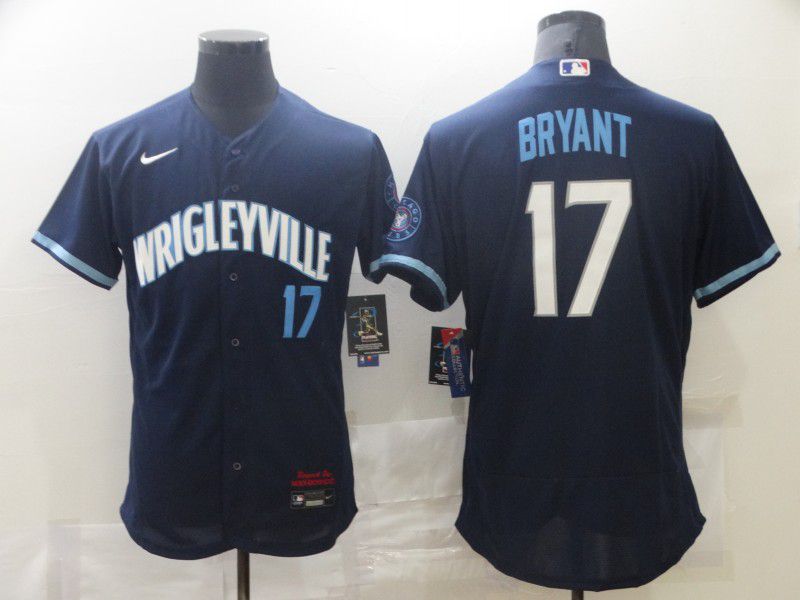 Men Chicago Cubs #17 Bryant City Edition Blue Elite Nike 2021 MLB Jersey